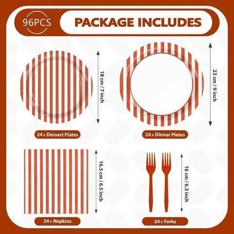 Package contents of the 96Pcs fall orange striped set