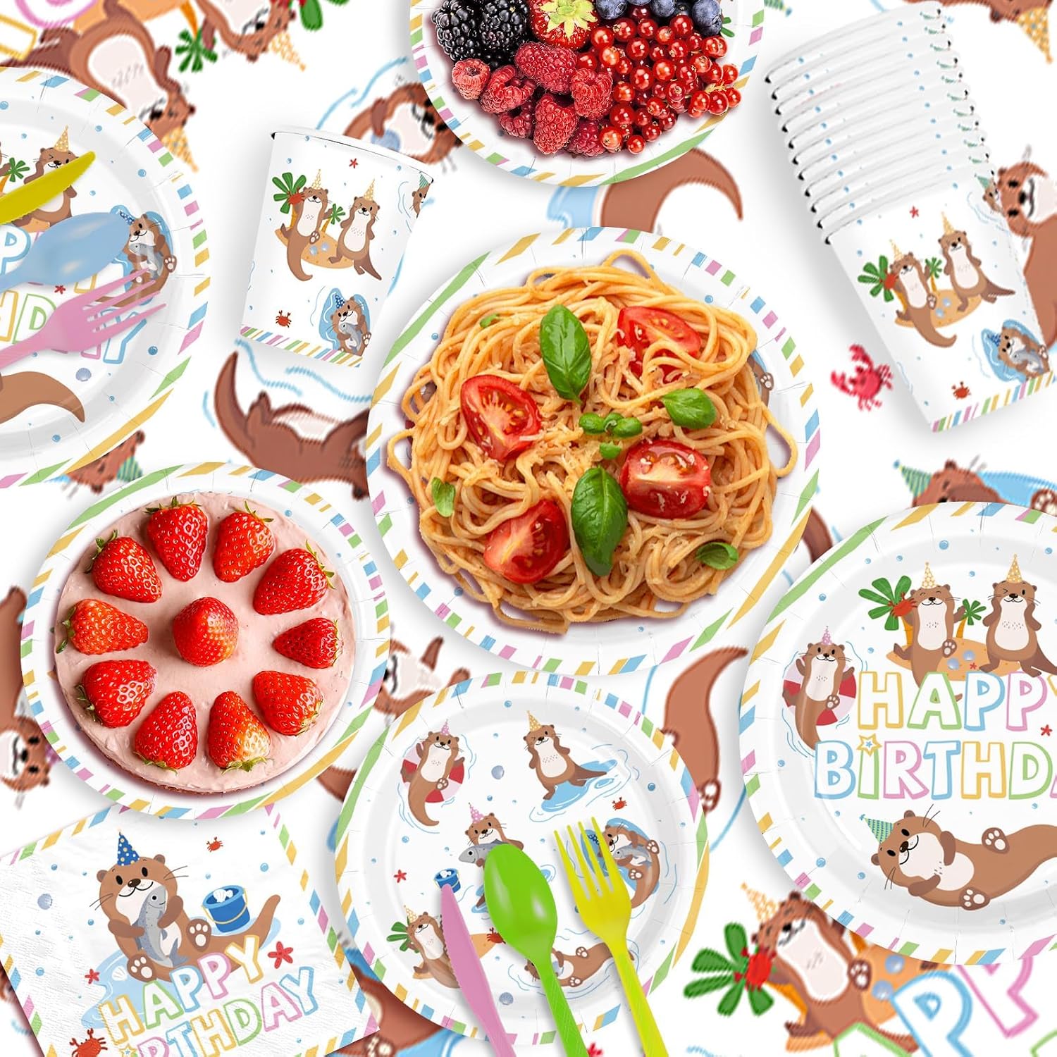 171Pcs Otter Under the Sea Birthday Party Supplies Serves 24 - Grencian