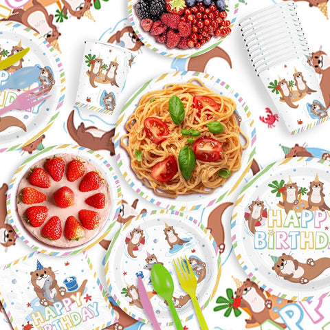 171Pcs Otter Under the Sea Birthday Party Supplies Serves 24 - Grencian