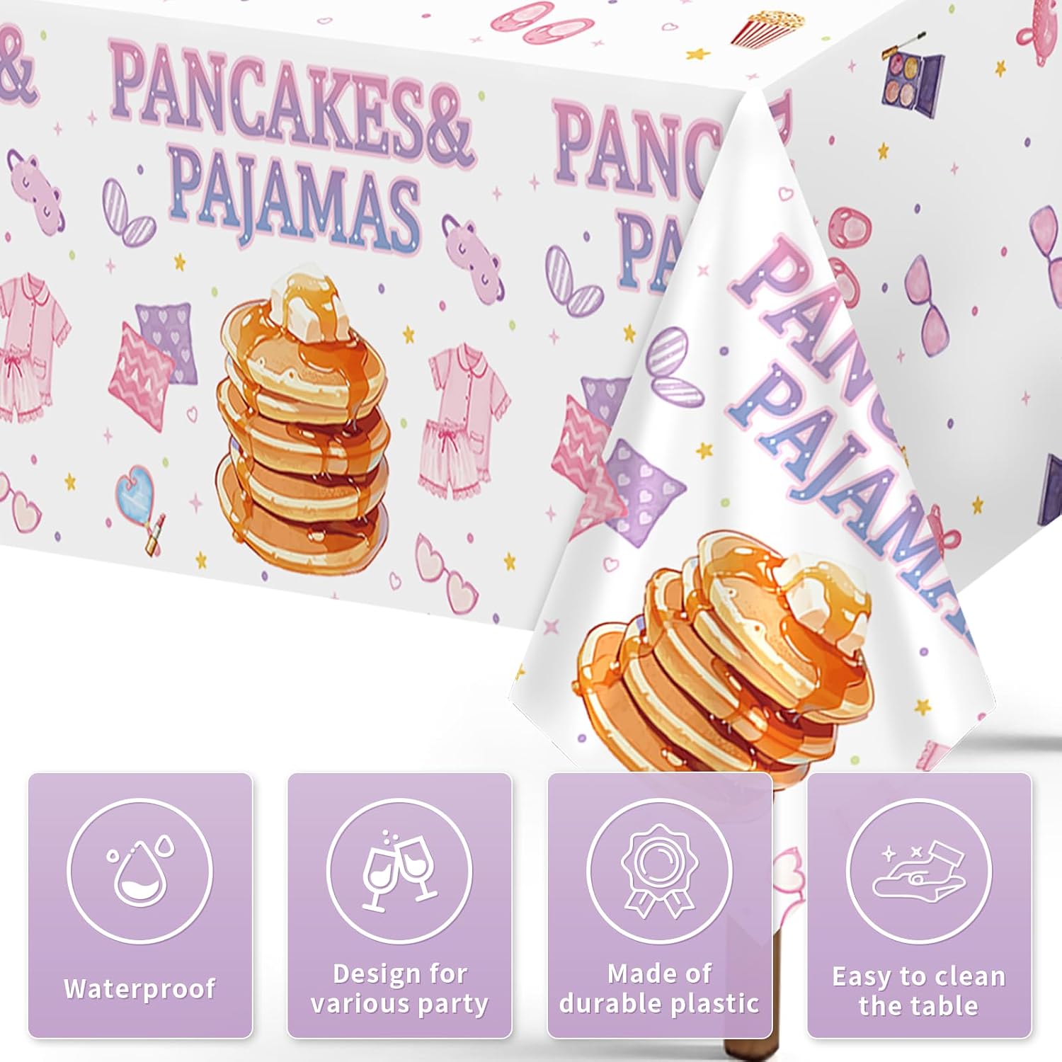 3Pcs Pancakes and Pajamas Tablecloth Pajama Brunch - Grencian