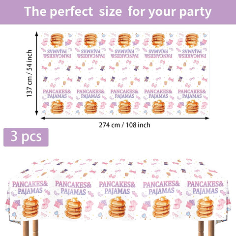 3Pcs Pancakes and Pajamas Tablecloth Pajama Brunch - Grencian