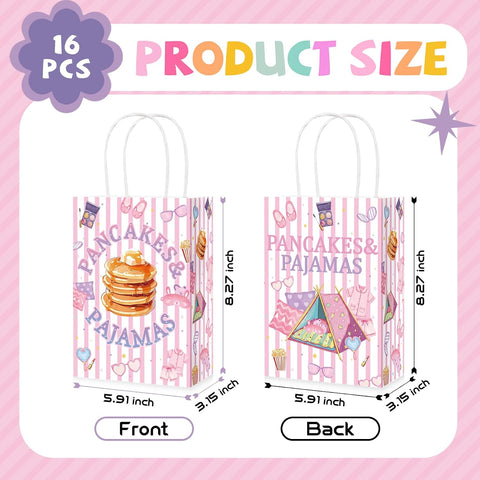 Pancakes Pajamas paper gift bag with handles and stripe pattern