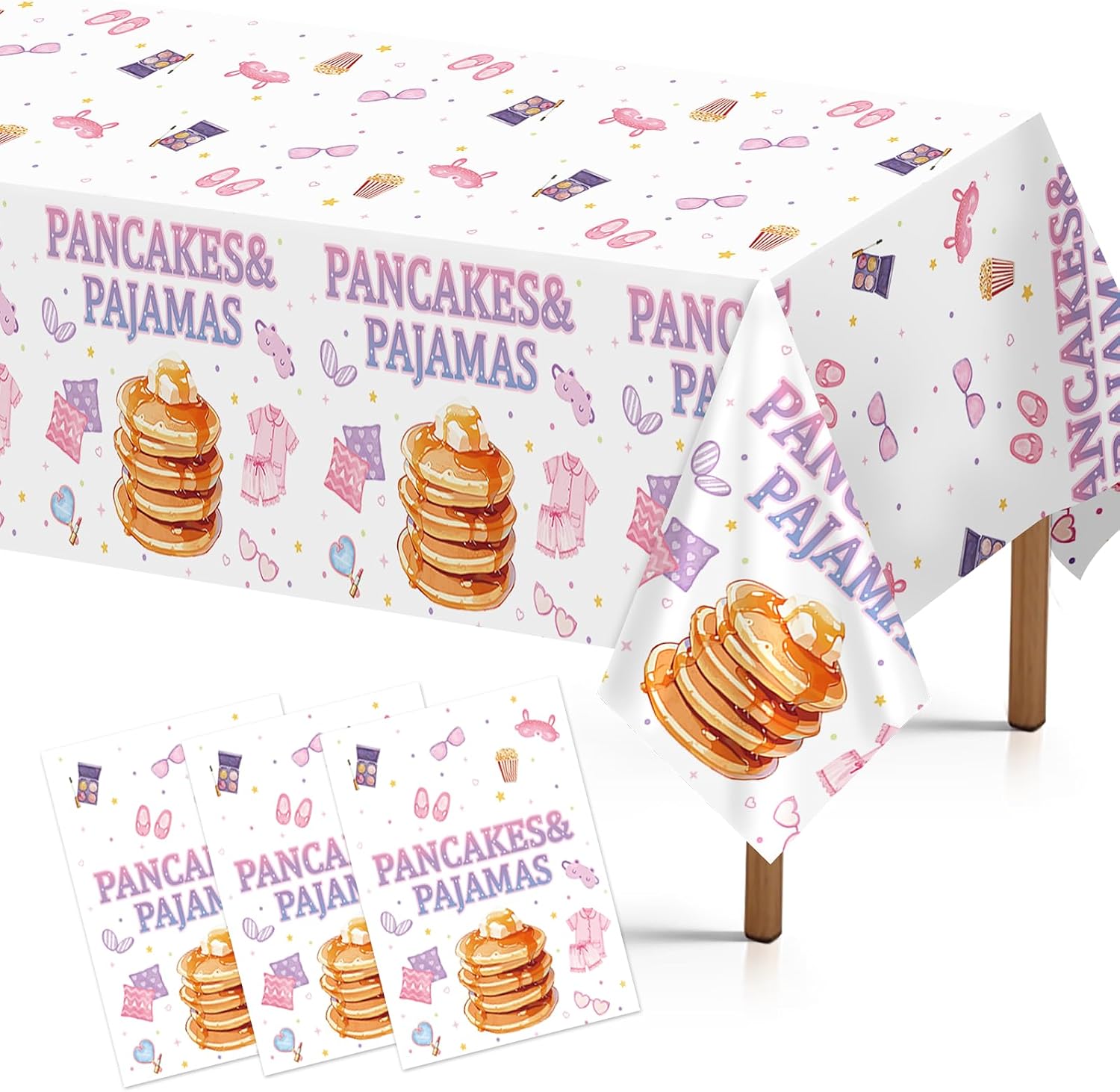 3Pcs Pancakes and Pajamas Tablecloth Pajama Brunch - Grencian