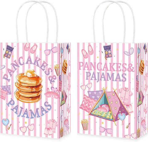 Grencian 16-piece Pancakes Pajamas sleepover goodie bags set in pink stripes