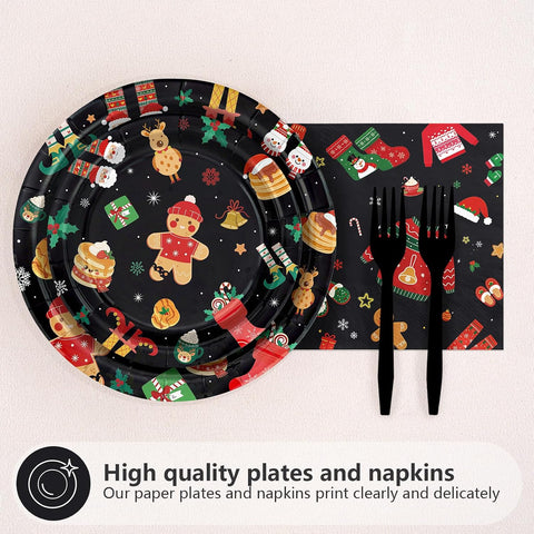96Pcs Christmas Pancakes and Pajamas Plates Set - Grencian