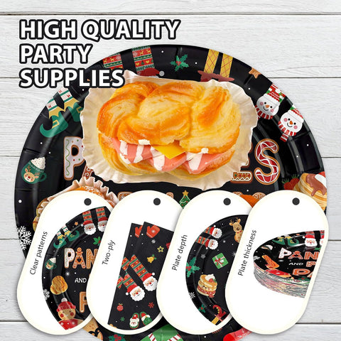96Pcs Christmas Pancakes and Pajamas Plates Set - Grencian
