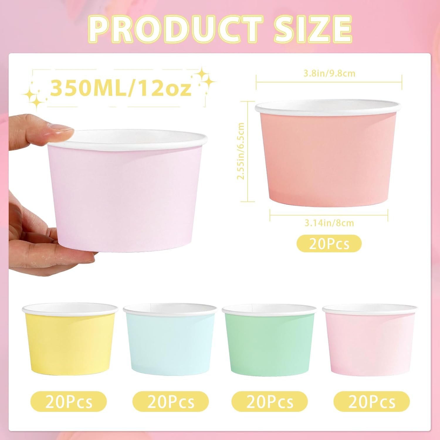 Pastel dessert cups filled with treats on spring party table