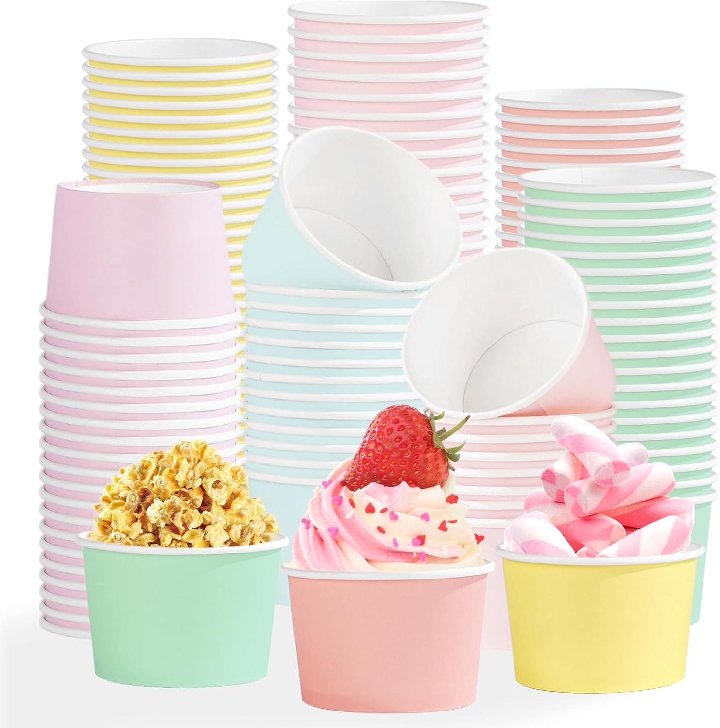 Grencian 120-piece pastel rainbow ice cream cups with spring colors