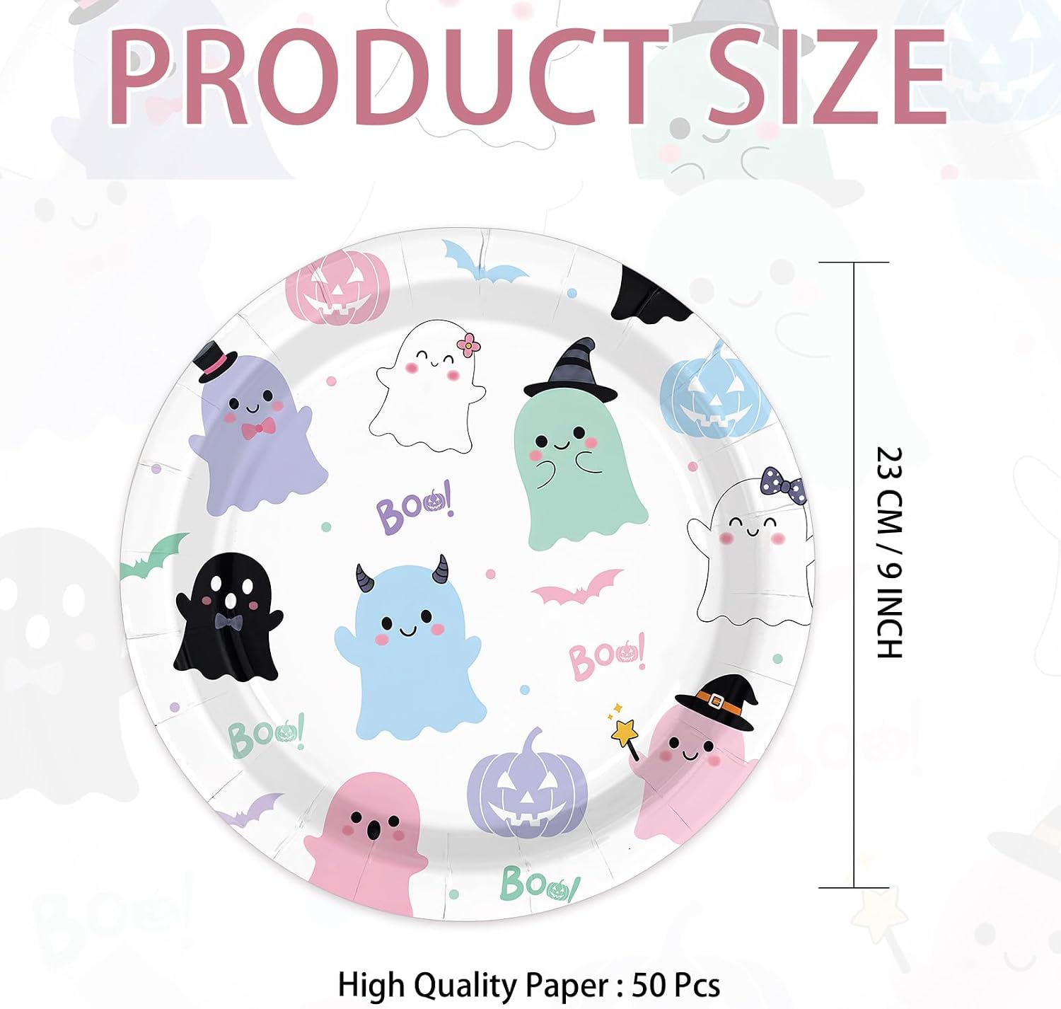 Single 9 inch pastel Halloween plate showing the pattern