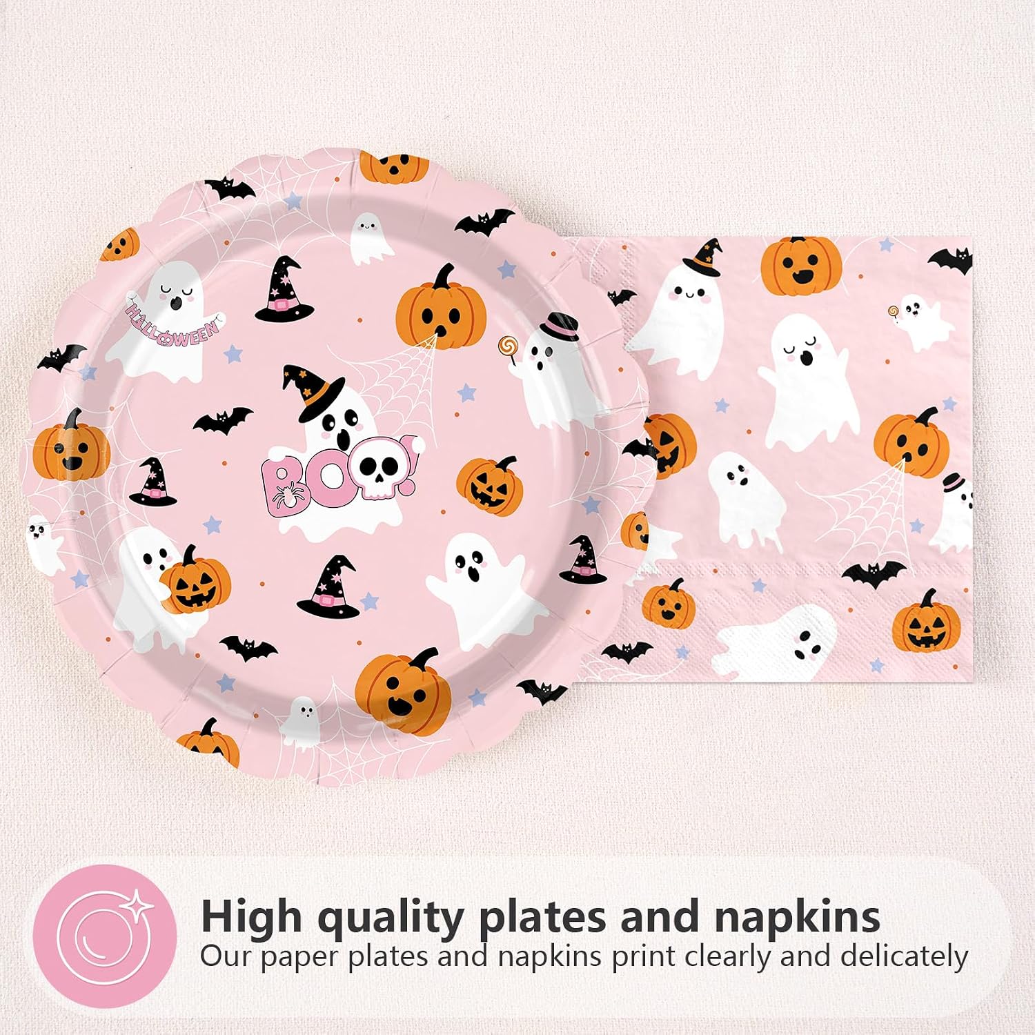 Package contents of the 100Pcs pink Halloween set