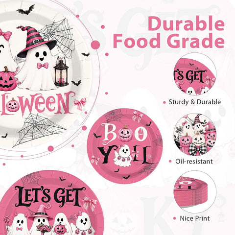 Durable food grade pink Halloween party plates