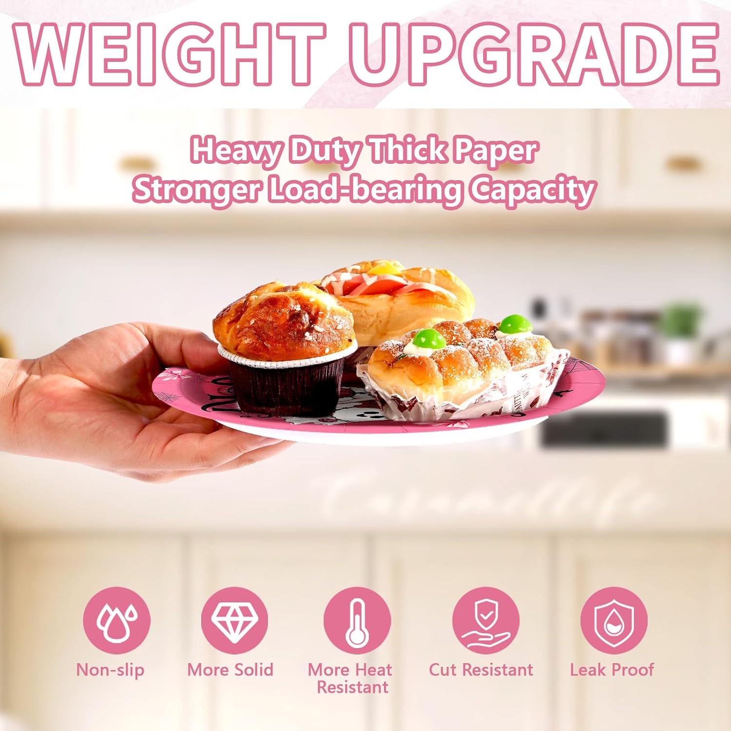 350g weight upgrade of the pink Halloween paper plates