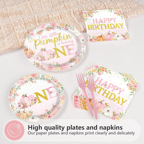 Happy Birthday dessert plate and napkin from the pumpkin set