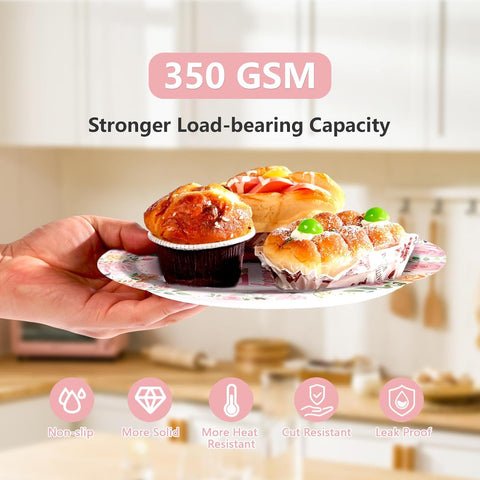 350 GSM heavyweight pink pumpkin plates and napkins