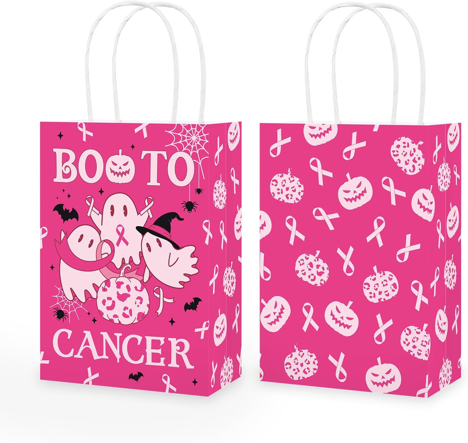 Grencian 16Pcs Pink Ribbon Halloween Party Favor Bags