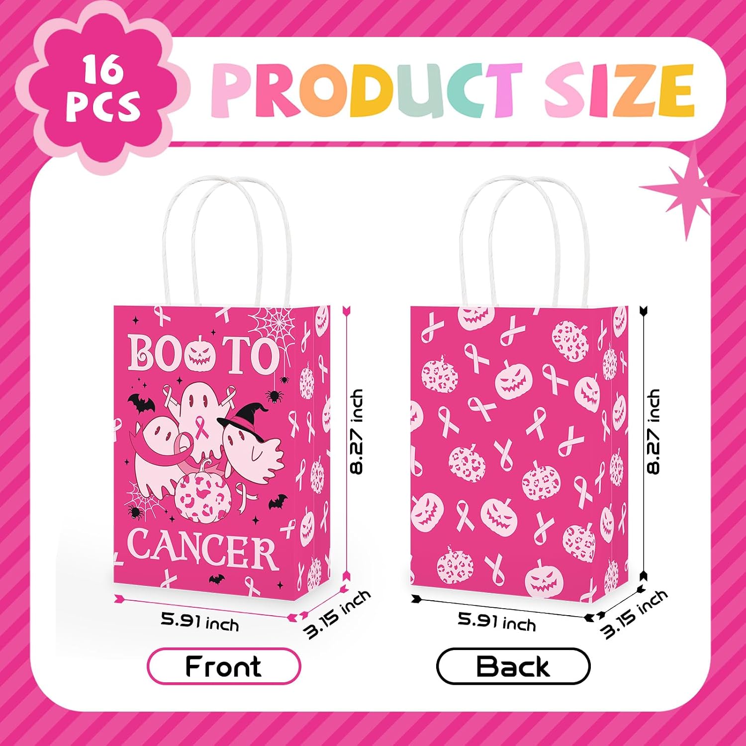 Close up of the BOO TO CANCER bag print