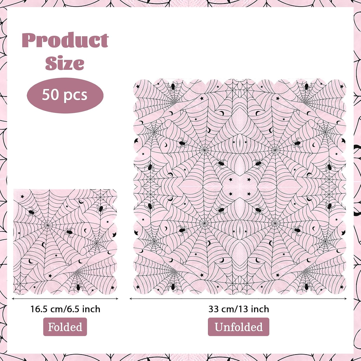 Folded size reference for the 6.5 inch napkins
