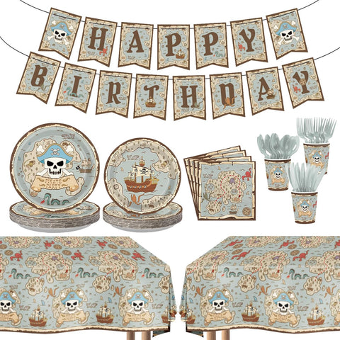171Pcs Pirate Birthday Party Supplies Serves 24 - Grencian