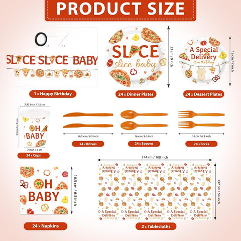 171Pcs Pizza Baby Shower Party Supplies Serves 24 - Grencian