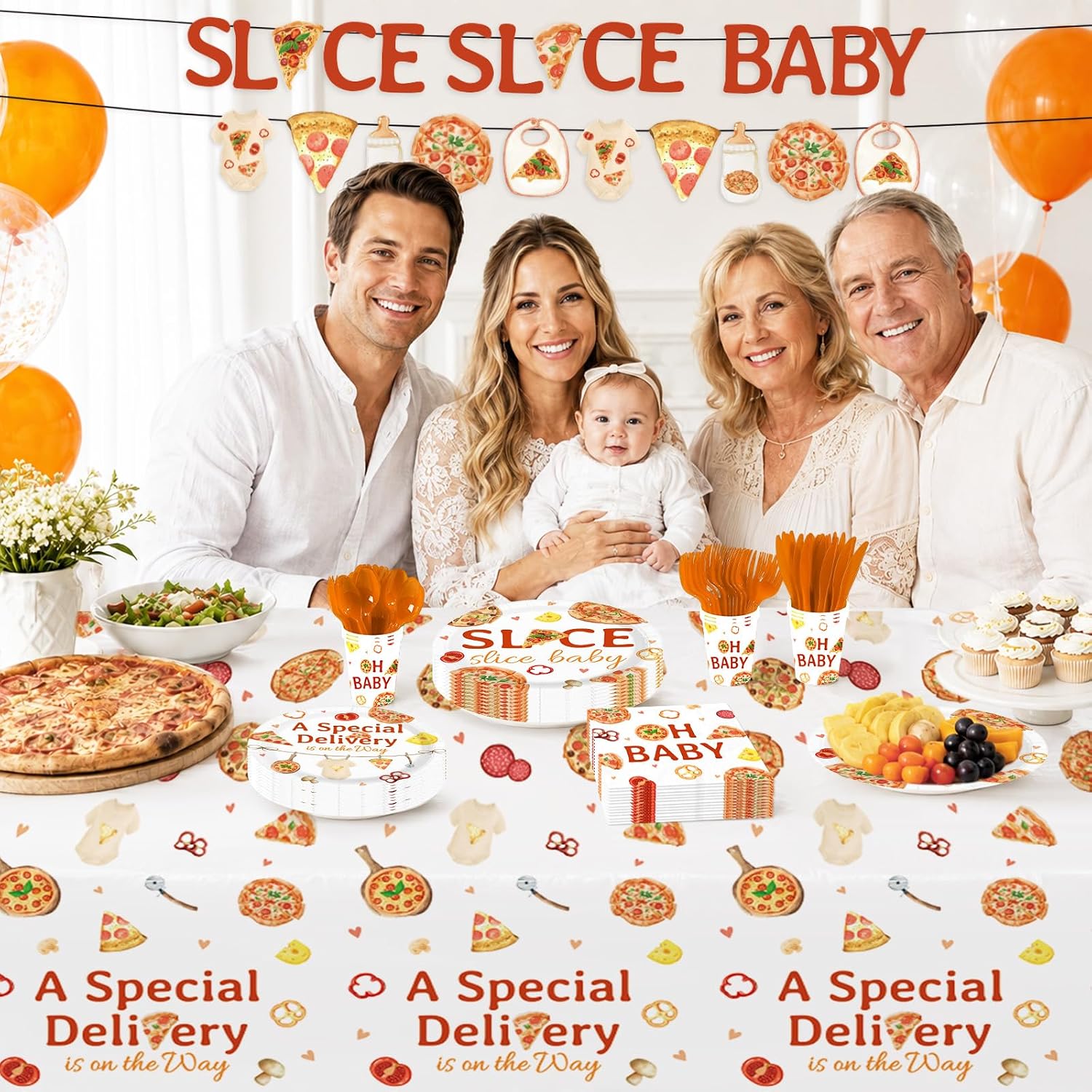 171Pcs Pizza Baby Shower Party Supplies Serves 24 - Grencian