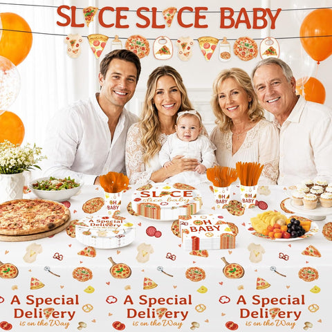 171Pcs Pizza Baby Shower Party Supplies Serves 24 - Grencian