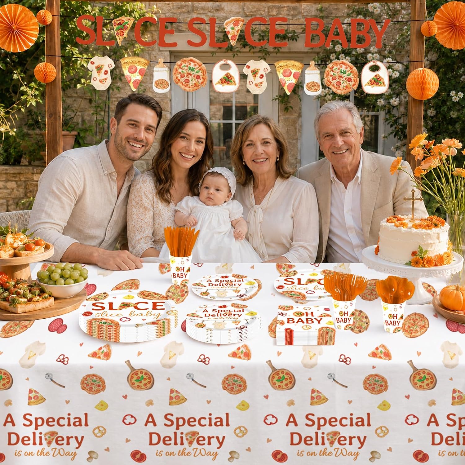 171Pcs Pizza Baby Shower Party Supplies Serves 24 - Grencian