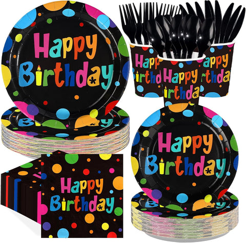 168Pcs Polka Dots Birthday Decorations Serves 24 - Grencian
