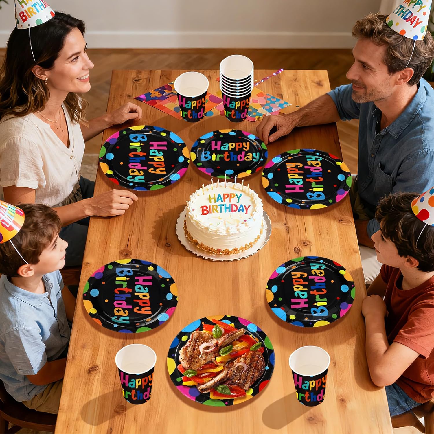 168Pcs Polka Dots Birthday Decorations Serves 24 - Grencian