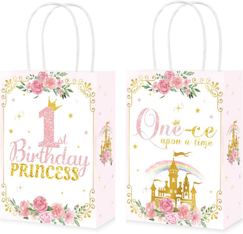 Grencian 16-piece princess 1st birthday goodie bags set with rose castle design
