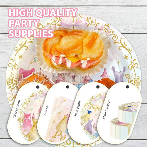 168Pcs Princess Birthday Party Supplies Serves 24 - Grencian