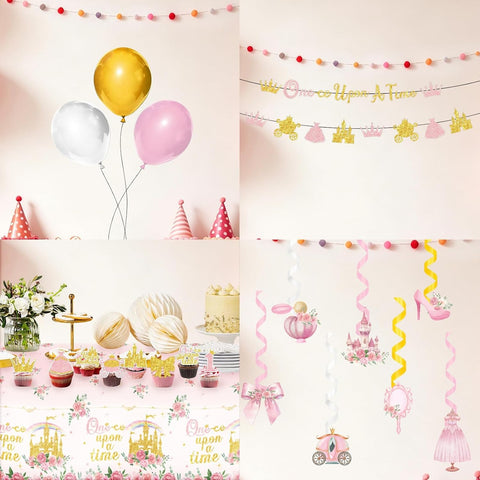 205Pcs Princess 1st Birthday Party Supplies Serves 24 - Grencian
