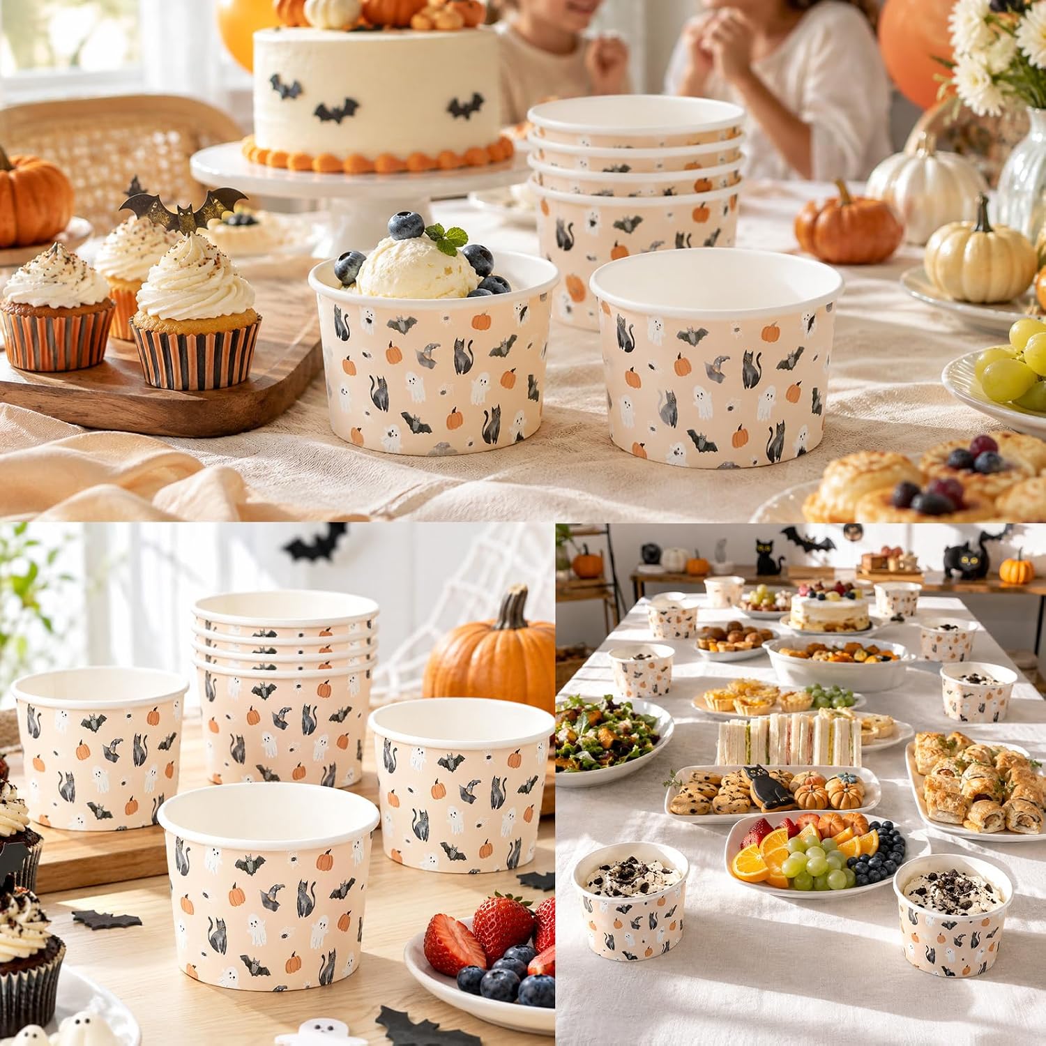Halloween dessert table using the snack cups