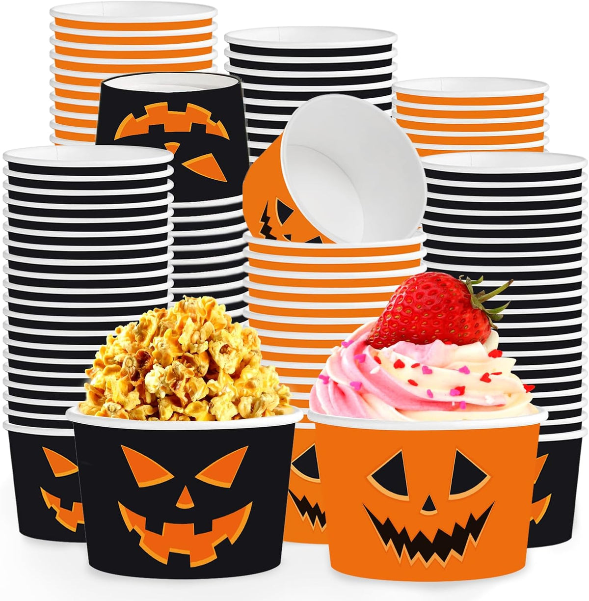 Grencian 50Pcs 9oz Halloween Pumpkin Snack Cups