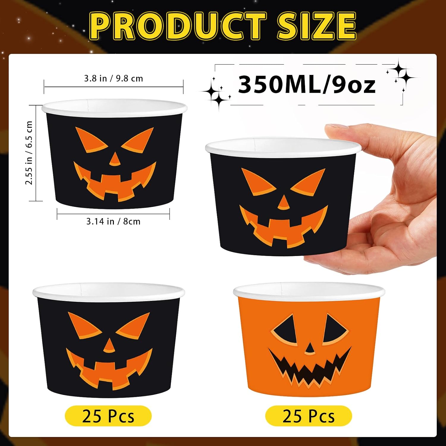 Size reference for the 9 oz snack cup