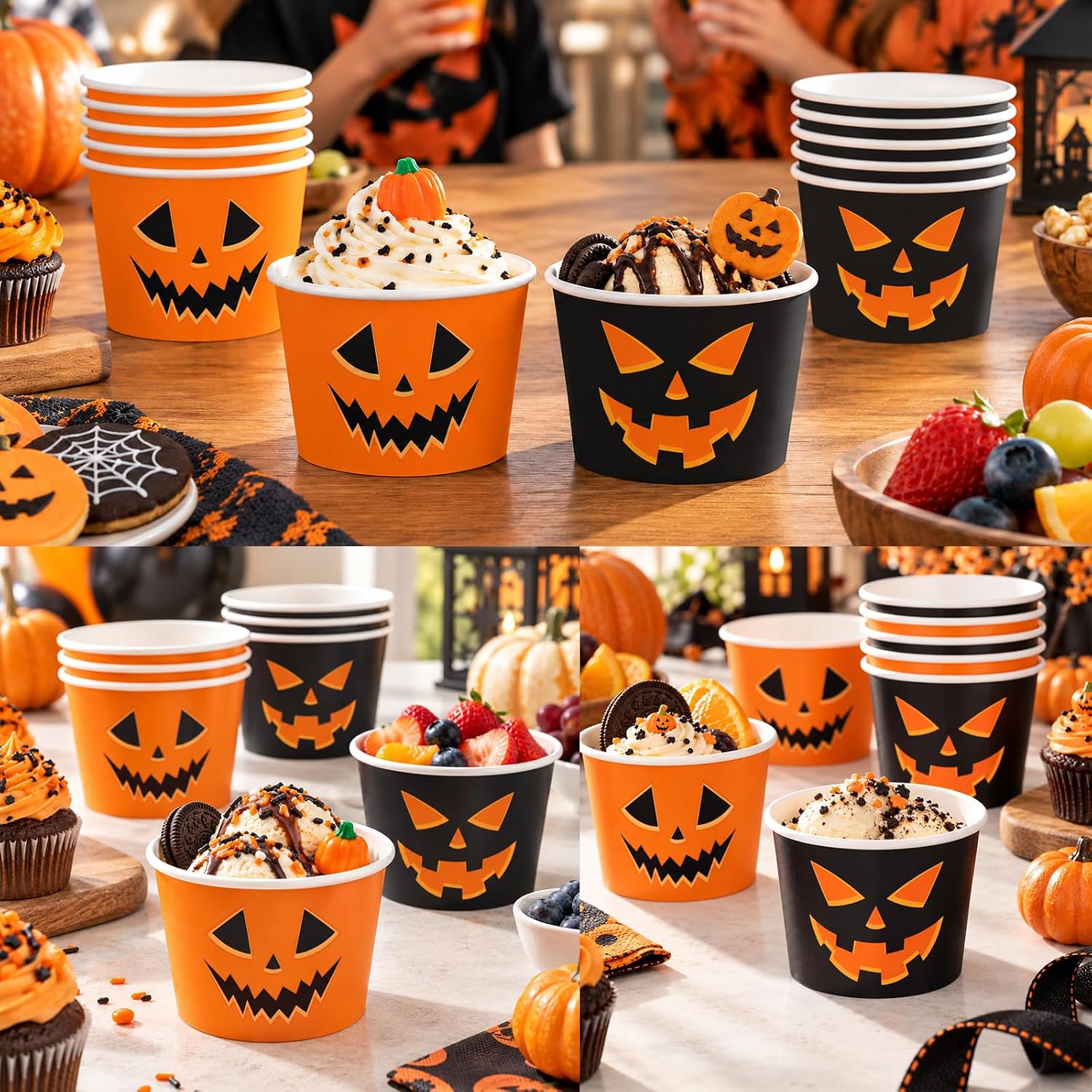 Halloween dessert table using the pumpkin cups