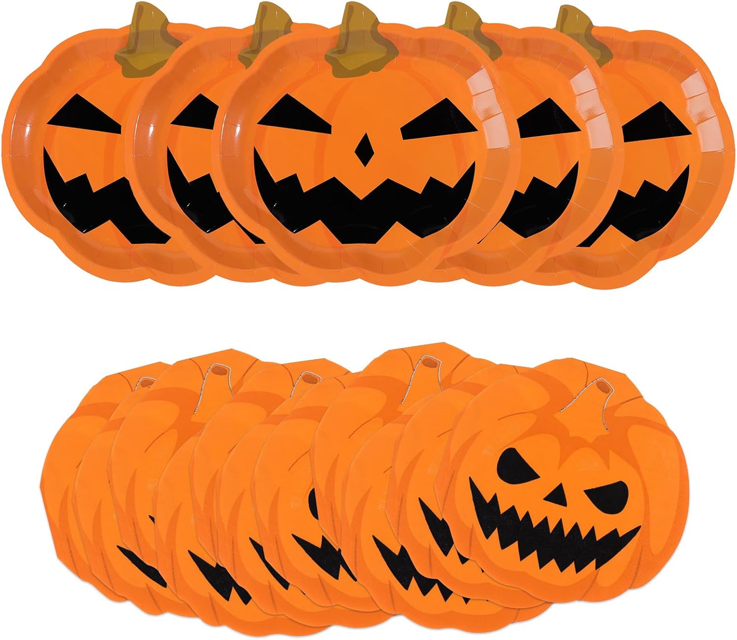 Grencian 100Pcs Halloween pumpkin plates and napkins 10 inch