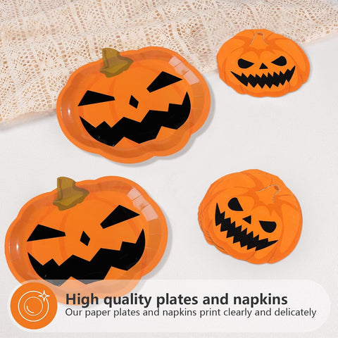 Close up of the die-cut jack o lantern plate design