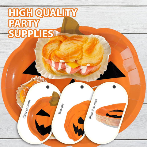 Halloween dinner table styled with the pumpkin set