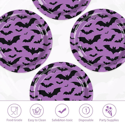 Four purple bat plates showing the heavyweight paper quality