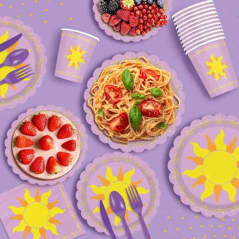 171Pcs Purple Sun Princess Birthday Party Supplies Serves 24 - Grencian