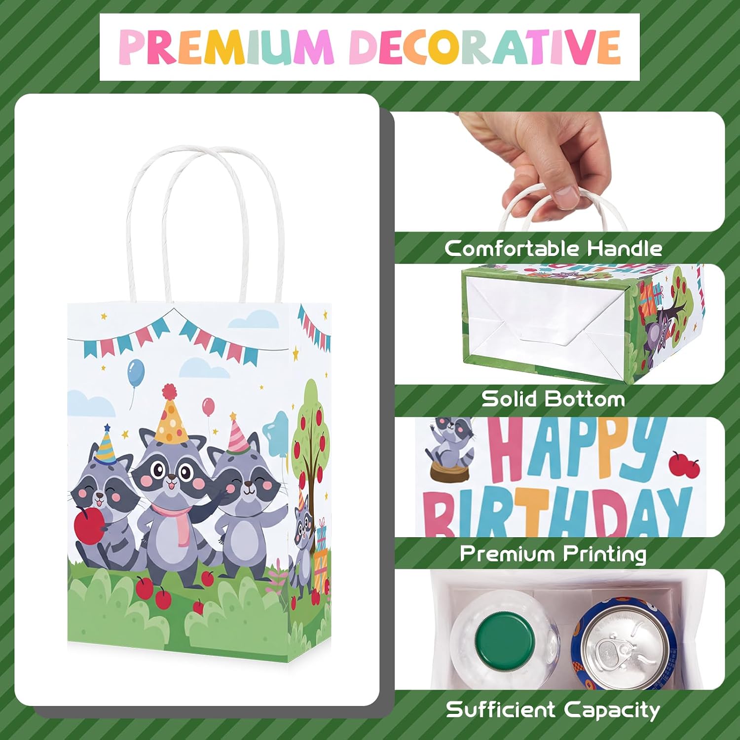 Raccoon forest animal birthday favor bag with woodland theme