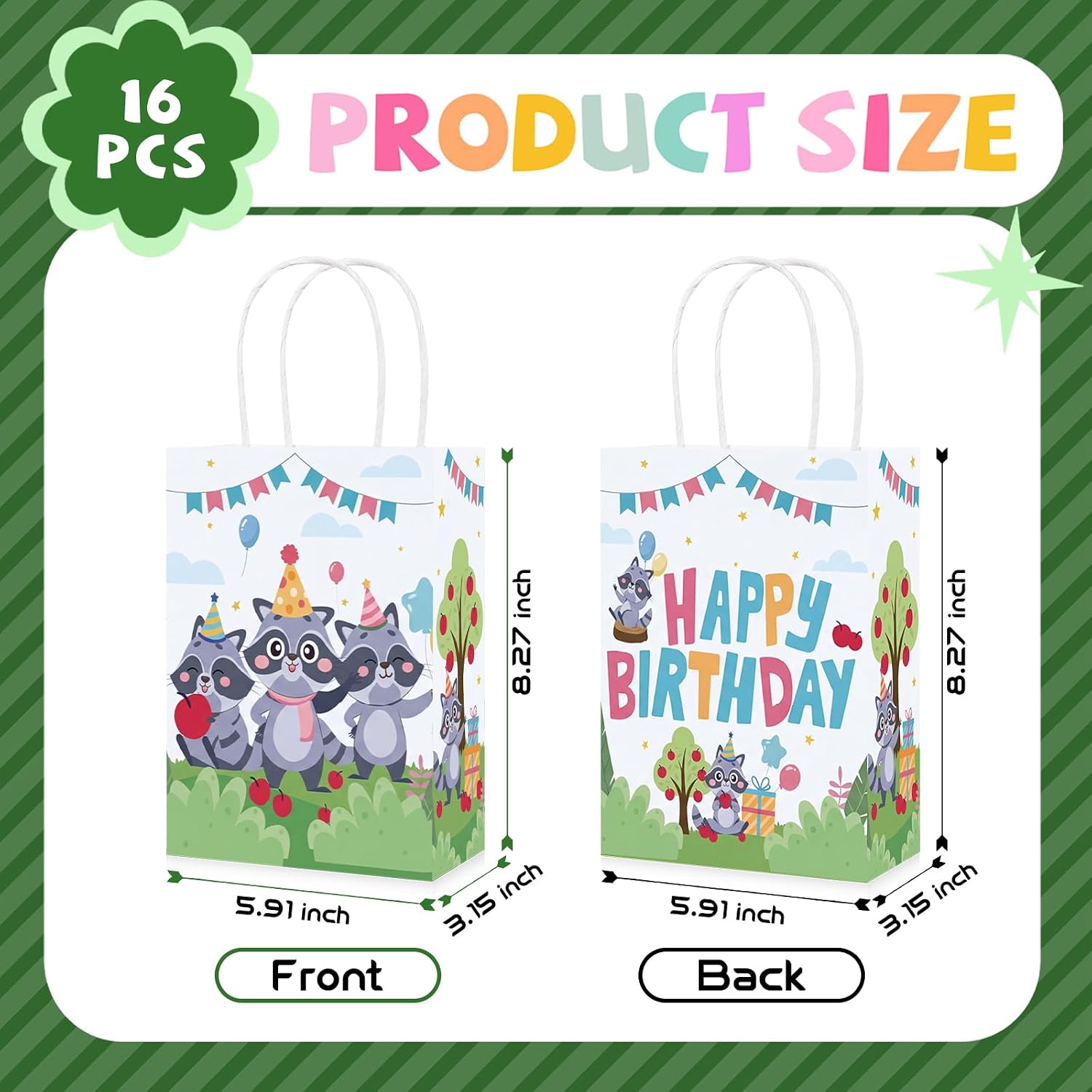 Raccoon theme paper gift bag with handles