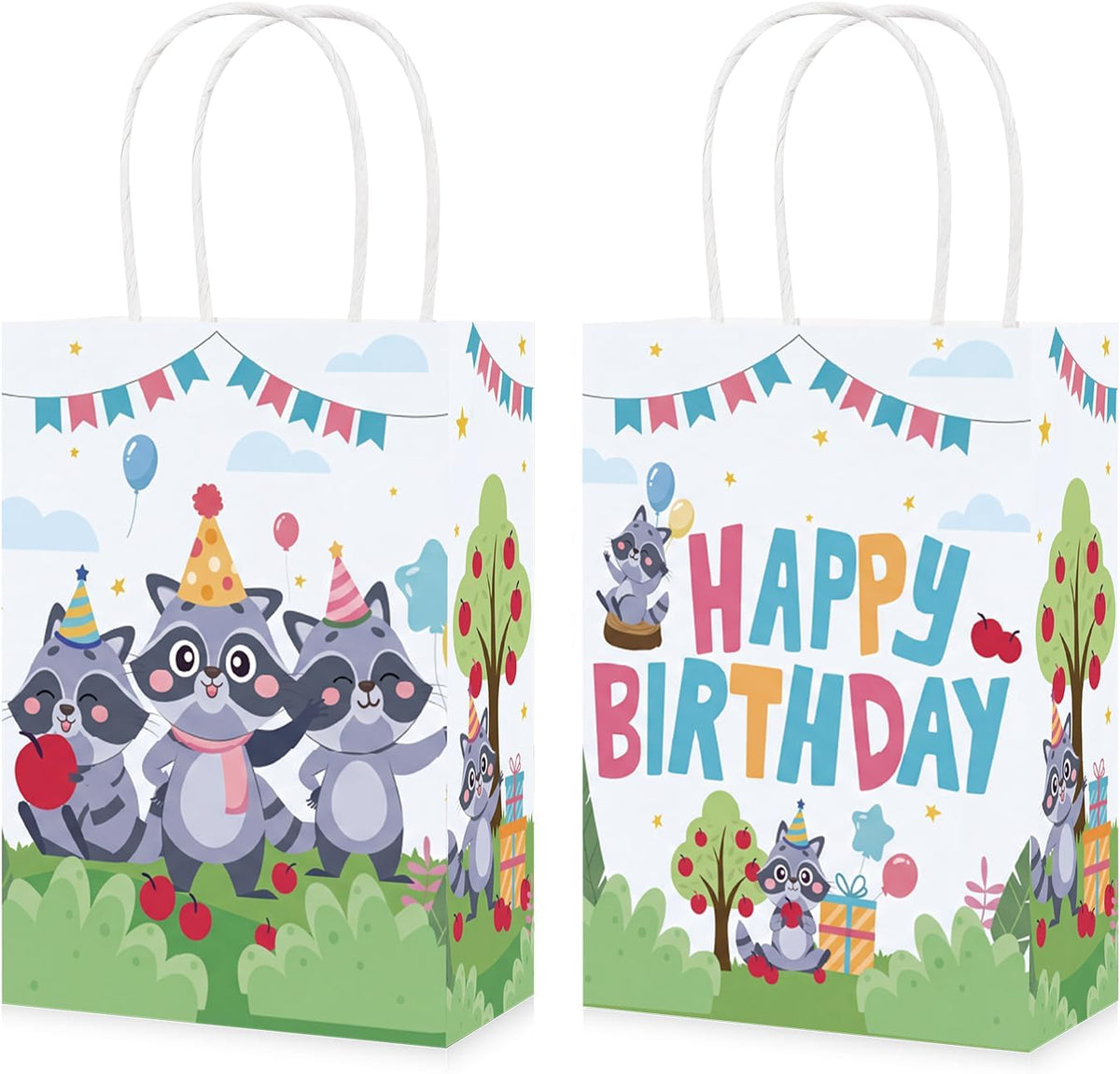 Grencian 16-piece raccoon woodland goodie bags set with forest animal design