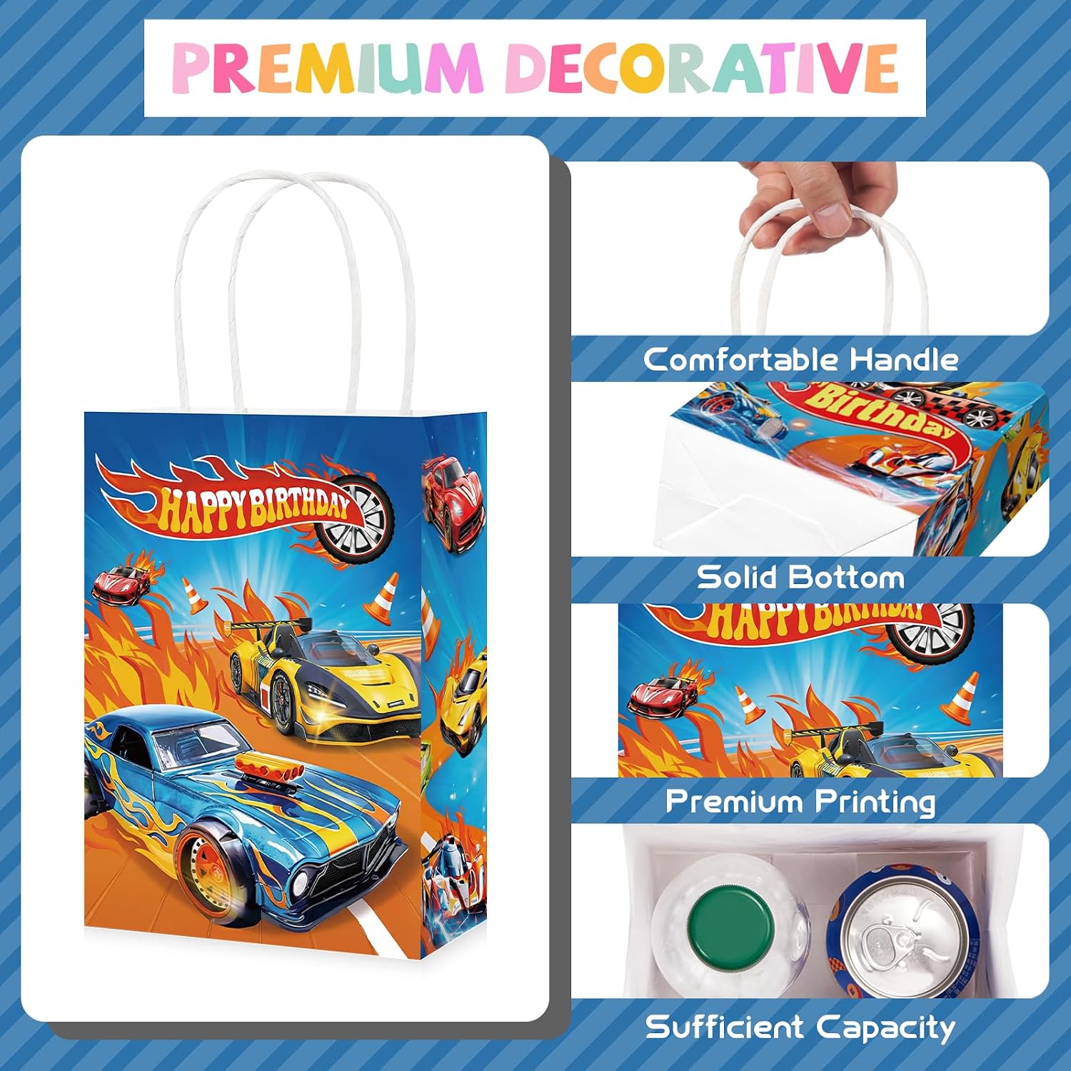 Racing car birthday favor bag with hot cars and race theme