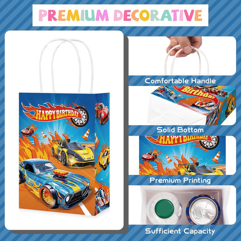 Racing car birthday favor bag with hot cars and race theme