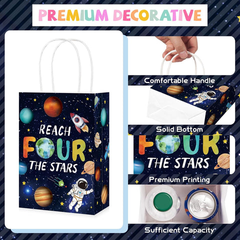 Outer space paper gift bag with handles and star design