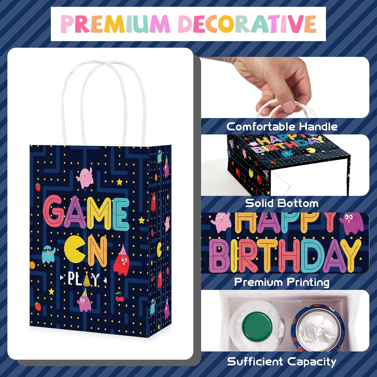 Retro gaming birthday favor bag with arcade video game design