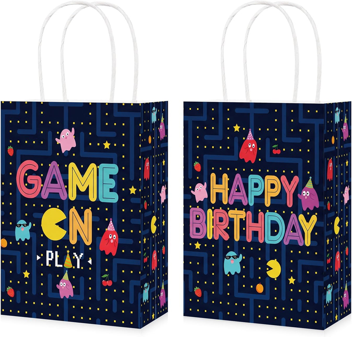 Grencian 16-piece retro gaming goodie bags set with Game On video maze design