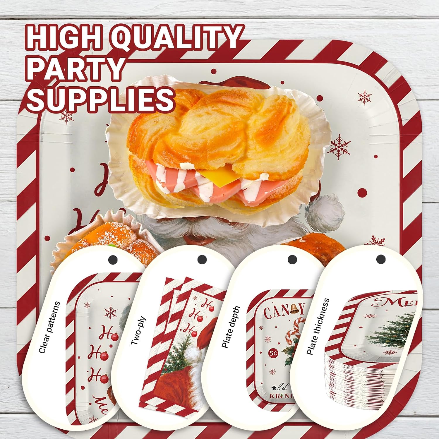 250Pcs Christmas Santa Plates Napkins Cups Set - Grencian