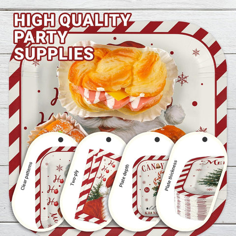 250Pcs Christmas Santa Plates Napkins Cups Set - Grencian